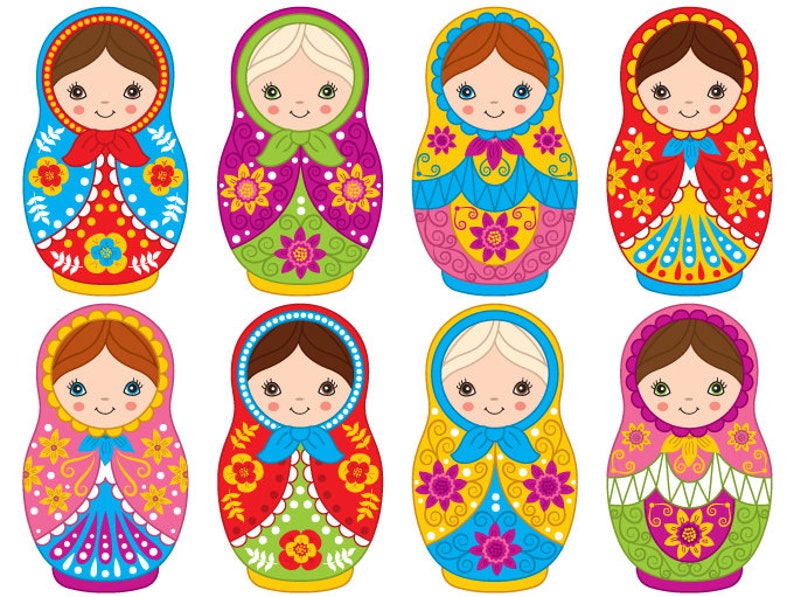Matryoshka Clipart Digital Vector Matryoshka Doll Russian Etsy