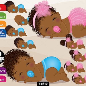 Black Baby Clipart - Vector Newborn Clipart, Ruffled Diaper Clipart, Baby Shower Clipart, Baby Girl, Baby Boy, PNG, Sleeping Baby Clip Art