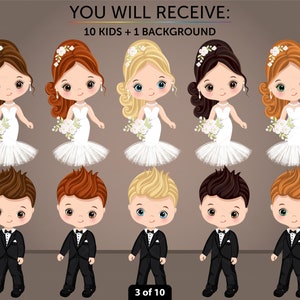 Kid Couple Clipart, Vector Wedding, Boy and Girl, Love, Bride and Groom