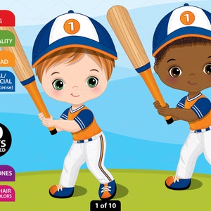 Baseball Clipart - Vector Baseball Clipart, Black Boy Clipart, Playing Baseball Clipart, African American, Sport Clipart, Sport Kid Clip Art