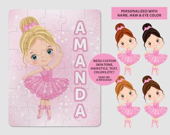 Ballerina Personalized Puzzle for Kids, Name Puzzle for Little Girl, Custom Gift for Daughter, Personalized Puzzle for Toddler, 30-Piece