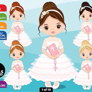 Clipart Prima Comunione - Clipart Comunione Vettoriale, Clipart Ragazza Carina, Clipart Bambina, Clipart Religiosa, Clipart Ragazza Rosa Cristiano
