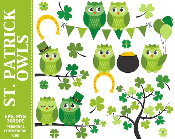 st patricks day with owls