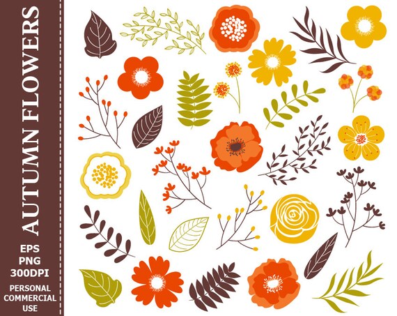 Otoño digital flores Clip Art hojas flores otoño naranja - Etsy México Otoño digital flores Clip Art hojas flores otoño naranja - Etsy México