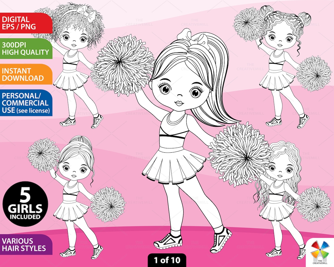 Stamp Cheerleader Clipart, Vector Pom Pom, Sport, Cheerleader PNG, Cute ...