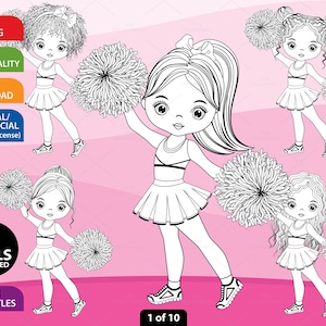 Girl Cheerleader Clipart. Sports Graphics, cheerleader pom pom – MUJKA  CLIPARTS