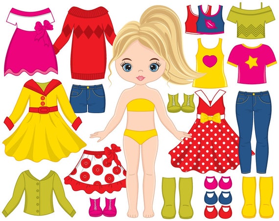 Paper Doll Clipart Vector Dress Doll Clipart Girl Clipart | Etsy