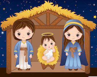 Nativity Clipart Watercolor Nativity Christian Clipart - Etsy