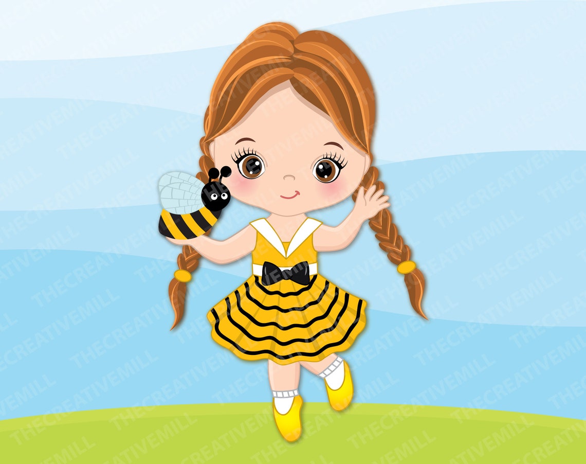 Bee Clipart Vector Bee Clipart Girl Clipart Bee Girls | Etsy