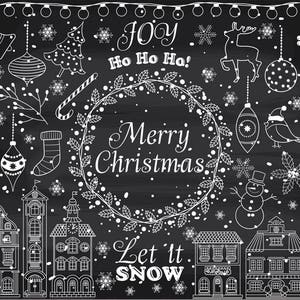Chalkboard Christmas Clipart - Vector Christmas Clipart, Xmas Clipart, White Christmas Clipart, Winter Clipart, Chalk Christmas Clip Art