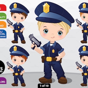 Polizist Clipart, Vektor Polizei Junge, Charakter, Polizist, Kind, Junge Cop PNG, kaukasischer Junge, Beruf, Kleiner Polizist Clip Art