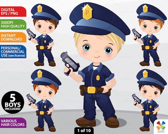 Police Officer Clipart, Vector Police Boy, Character, Policeman, Child, Boy Cop  PNG, Caucasian Boy, Occupation, Little Policeman Clip Art -  Denmark