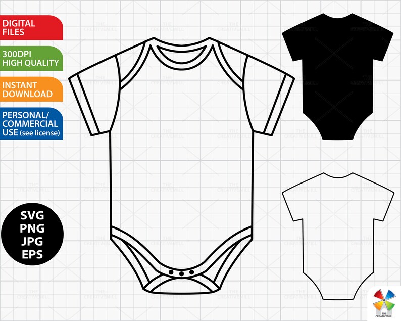 Baby Bodysuit Svg Onesie Clipart Vector Baby Suit Baby Etsy