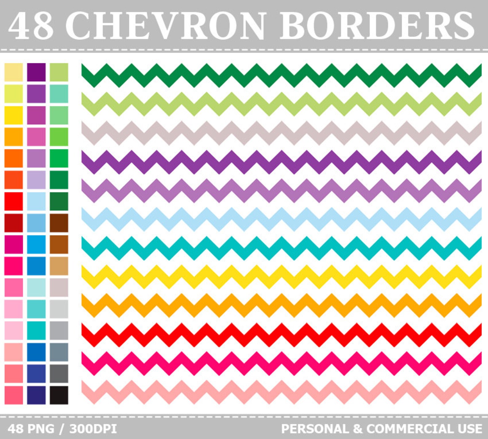 48 Digital Rainbow Chevron Borders Clip Art - Etsy