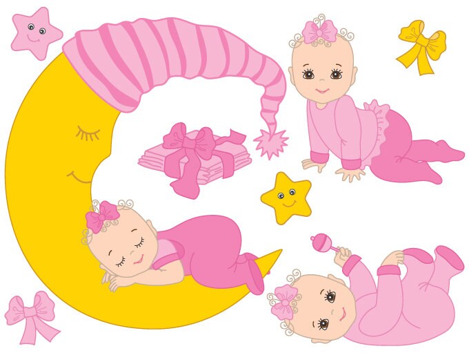 Baby Madchen Clipart Digitale Vektor Baby Madchen Saugling Etsy