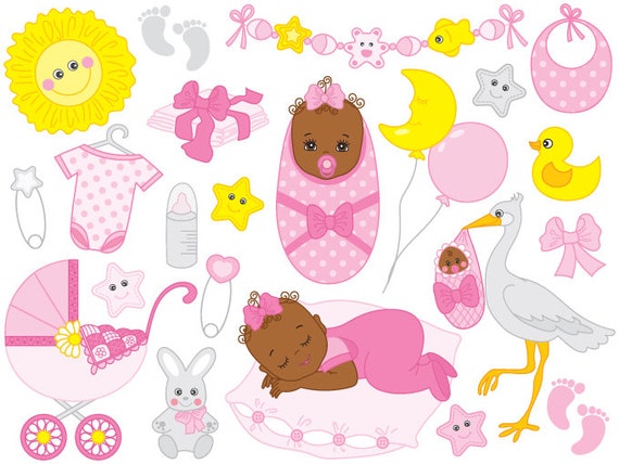 Baby Madchen Clipart Digitale Vektor Baby Madchen Etsy