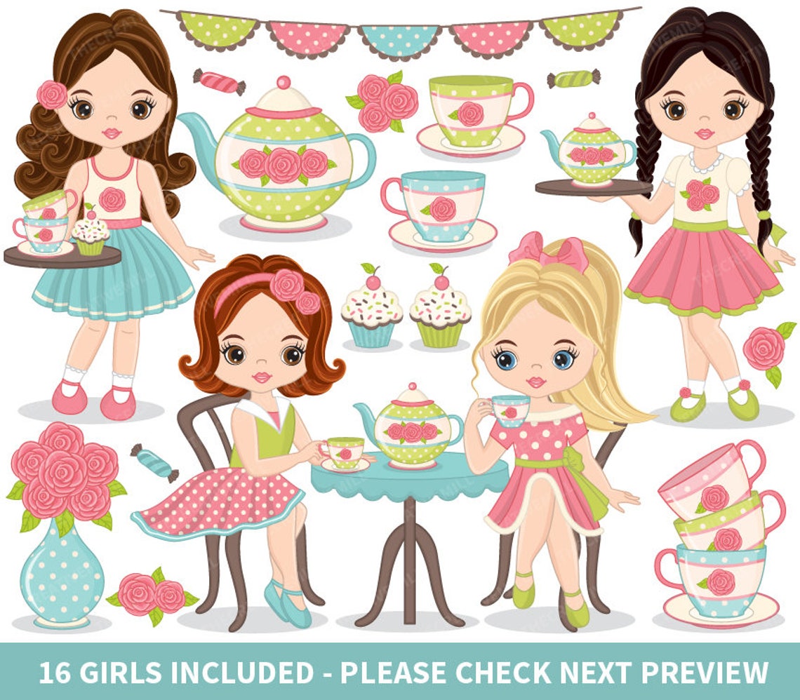 Tea Party Clipart Tea Clipart Tea Party Clip Art Tea Clip Etsy