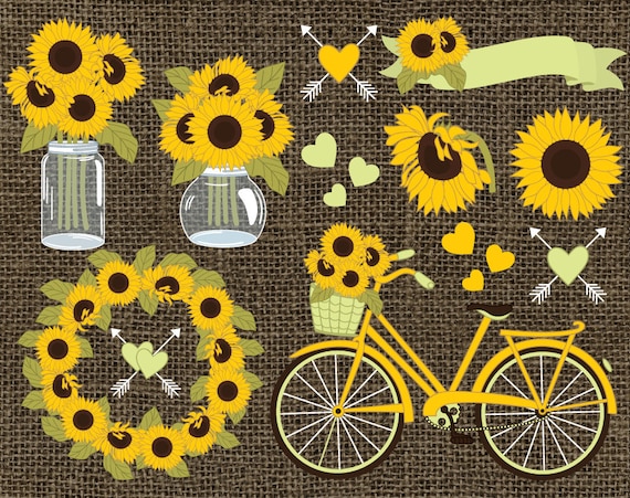 Download Sunflowers Clipart Vector Sunflowers Clipart Rustic | Etsy