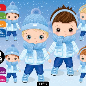 Süßer Winter Junge Clipart, Vektor Kleiner Junge, Puppe, Charakter, Weihnachten, Kaukasisches Kind, Kleinkind PNG, Strick Outfit, Cool Kid Clip Art