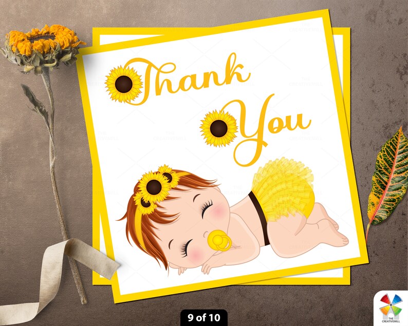 Sunflower Baby Girl Clipart Vector Newborn Yellow Baby - Etsy