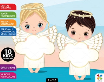 Cute Angel Clipart, Vector Nativity, Angel Ring, Gold, Wing Girl PNG, Doll, Religious, Baptism, Christian, Cloud, Holy, Boy & Girl Clip Art