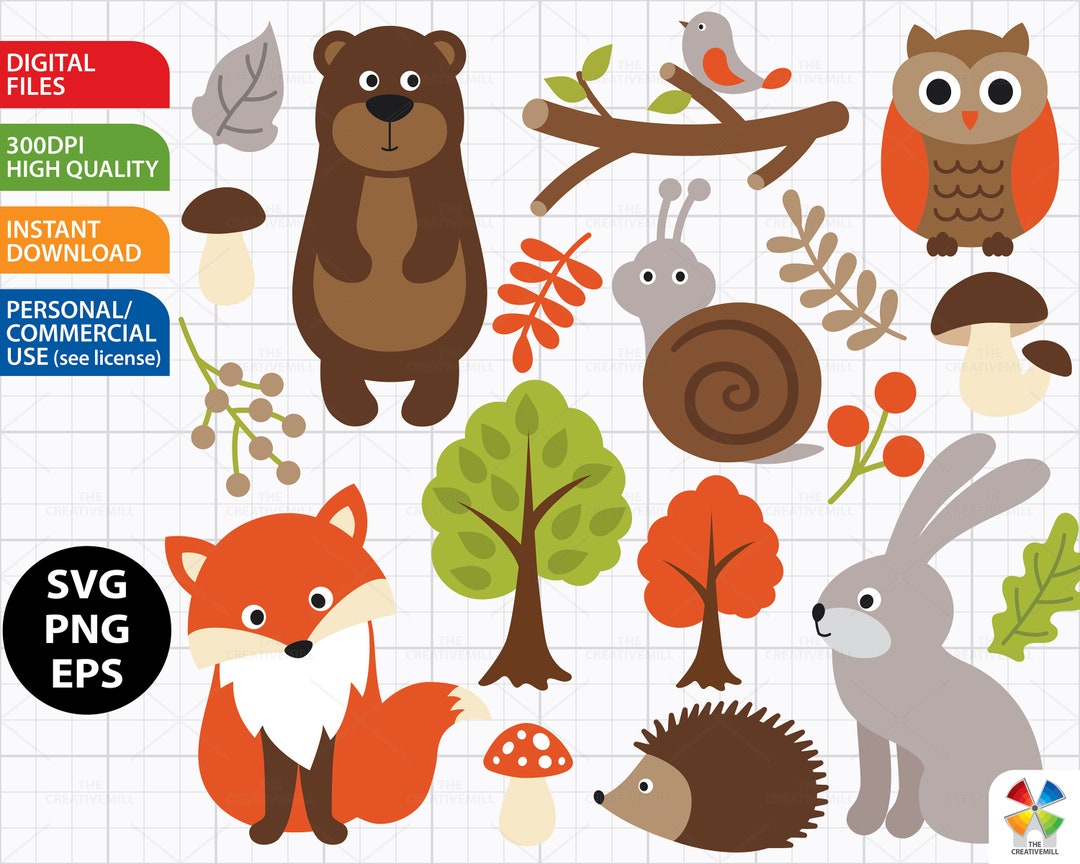 Woodland Animals Svg Vector Forest Clipart Forest Animals - Etsy