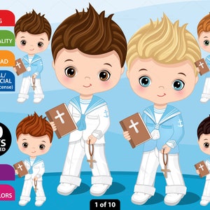 Sailor First Communion Clipart, Vector Communion, Santo, Biblia, Cute Boy, Spanish Communion, Little Boy, Religioso, Kid Christian Clip Art