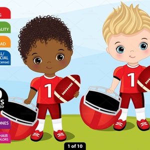 American Football Clipart - Vector Football Clipart, Black Boy Clipart, Playing Football Clipart, Afro Clipart, Sport Clipart, Kid Clip Art