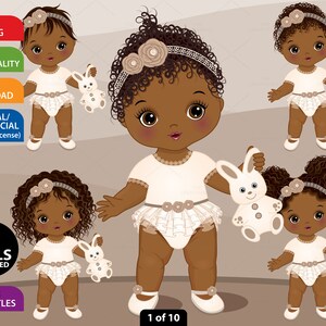 Baby Boho Clipart, Vector Boho Clipart, Zwarte Baby Meisje Clipart, Afro Pasgeboren, Baby 1 Jaar Oude, Peuter PNG, Afro-Amerikaanse Clipart