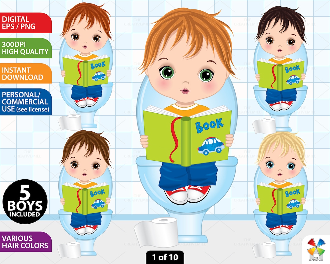 Boy Potty Training Clipart Vector Education Character Bathroom