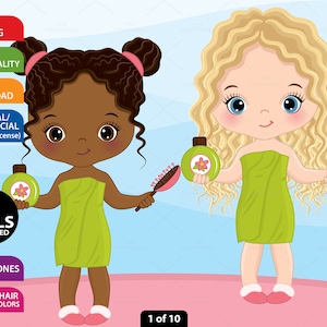 Little Spa Girls Clipart - Vector Spa Girl, Spa Party Clipart, Spa Clipart, Clipart, Pamper Clipart, Sticker Clipart, Spa Girl Clip Art
