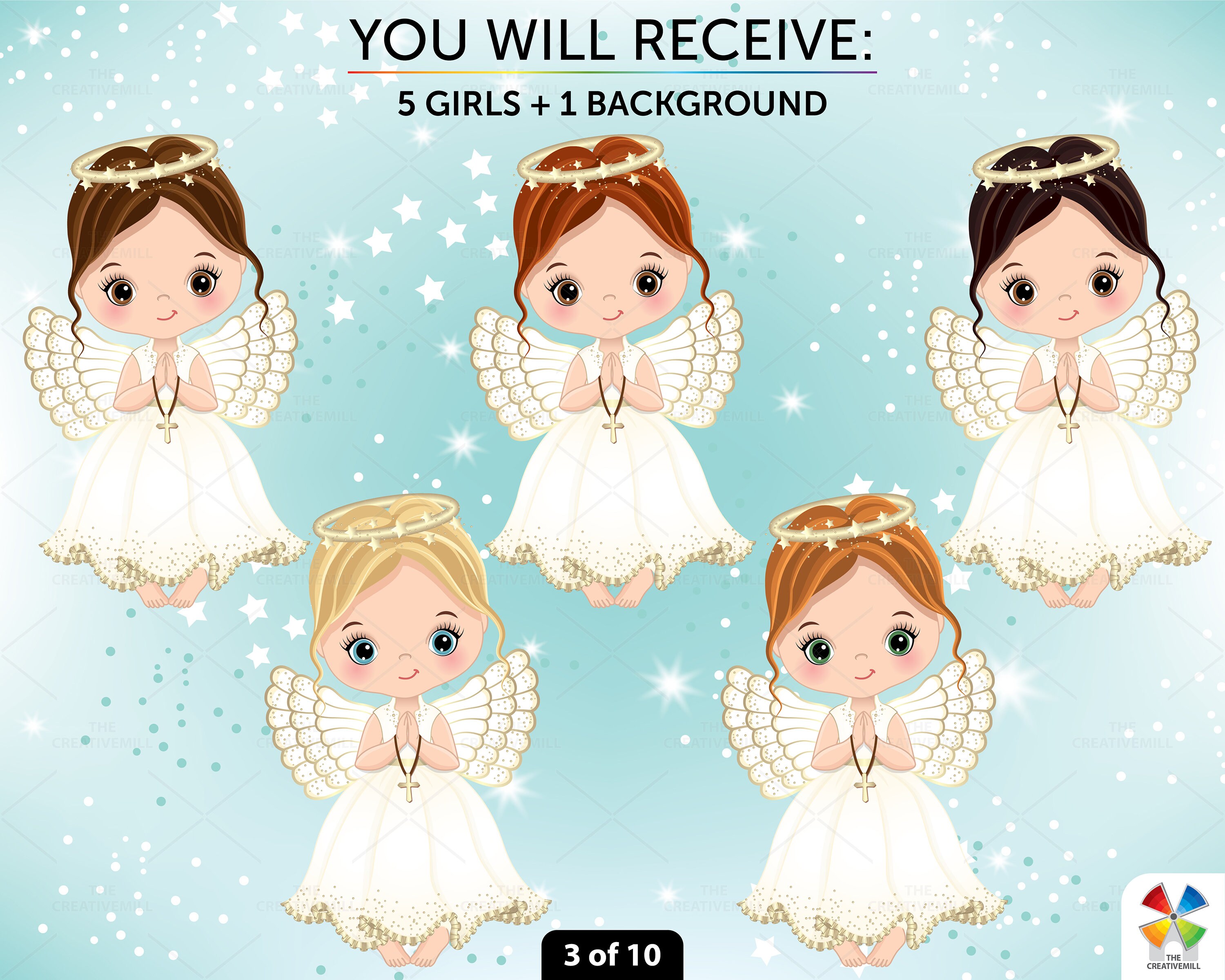 Angel Clipart Vector Natividad Angel Ring Cute Girl Wing - Etsy México