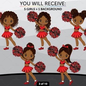 Black Cheerleader Clipart, Vector Pom, Sport, Red Black Cheerleader PNG ...