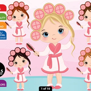 Little Spa Girls Clipart - Vector Spa Girl, Spa Party Clipart, Spa Clipart, Clipart, Pamper Clipart, Sticker Clipart, Spa Girl Clip Art