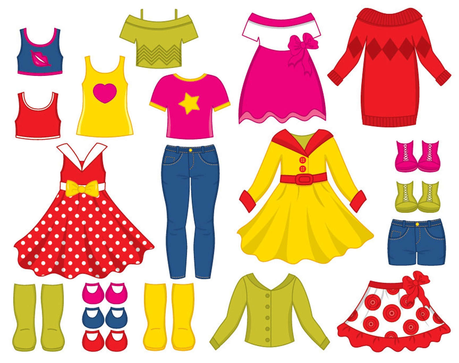 Paper Doll Clipart Vector Dress Doll Clipart Girl Clipart - Etsy