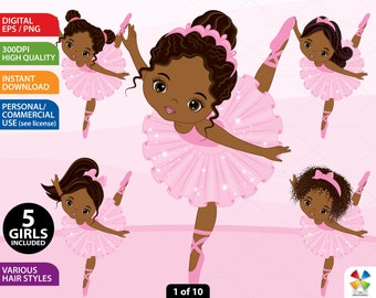 African American Ballerina Clipart - Vector Ballerina Clipart, Ballet Clipart, Ballerina Clipart, Tutu Ballerina Clipart, Ballerina Clip Art