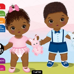 Afro peuter clipart, vector baby afbeelding, een jaar oud, baby meisje, baby jongen, zwarte baby PNG, karakter, Afro-Amerikaanse, leuke baby clip art