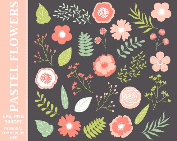 Floral Clipart Vector Flowers Flowers Clipart Flowers Clip Etsy