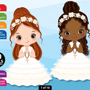 Eerste communie clipart-vector communie clipart, African American Girl, zwarte meisje clipart, religieuze clipart, meisje christelijke clipart