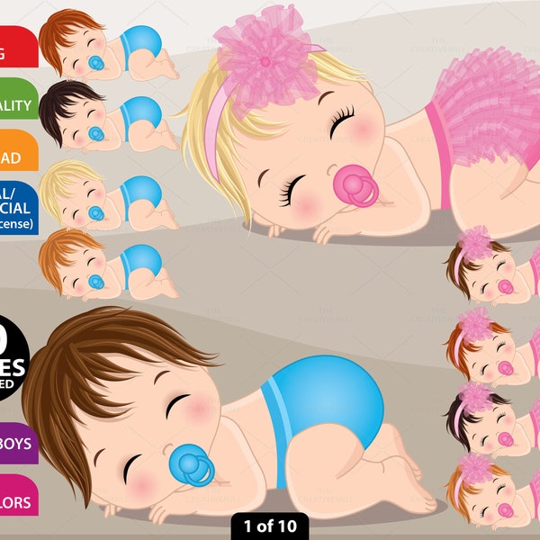 Schlafende Baby Clipart, Vektor Neugeborene, Rüschen Windel Clipart, Baby Shower Clipart, Baby Mädchen, Baby Junge, PNG, Schlafen, Süße Baby ClipArt