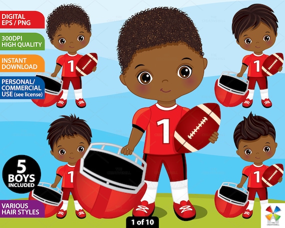 American Football Clipart, Black Team Images