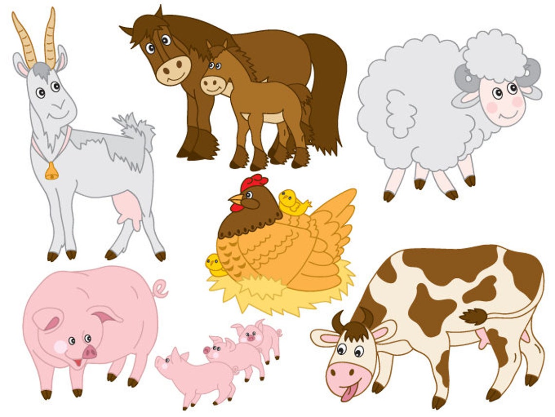 Bauernhof Tiere Clipart digitale Vektor Bauernhof Tiere | Etsy