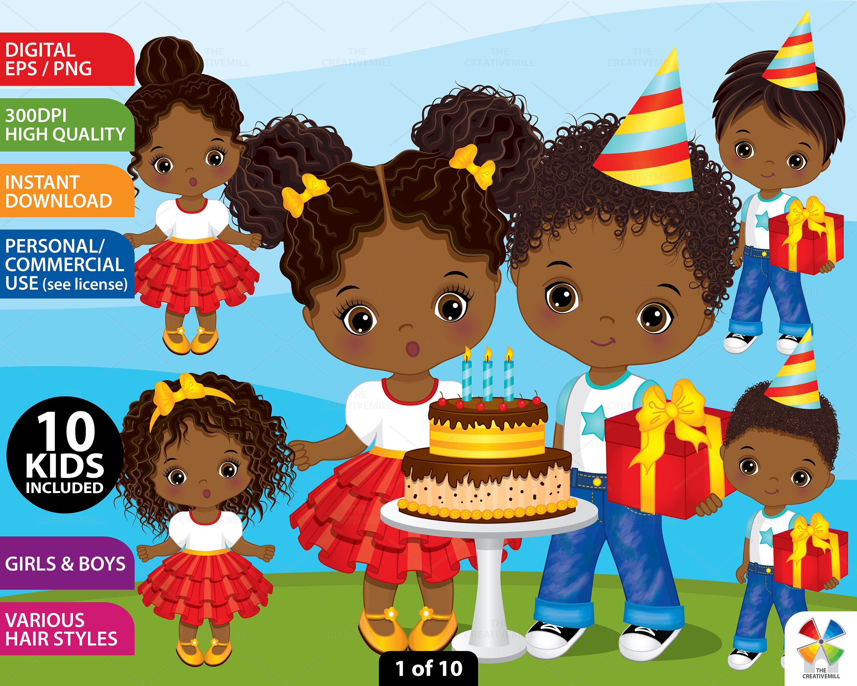 Happy Birthday Clipart Vector Party Clipart Girl Clipart Etsy