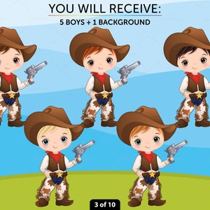Little Cowboy Clipart, Vector Wild West, Cute Boy PNG, Boy With Gun ...