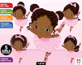 African American Ballerina Clipart - Vector Ballerina Clipart, Ballet Clipart, Ballerina Clipart, Tutu Ballerina Clipart, Ballerina Clip Art