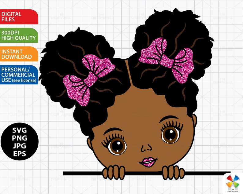Peekaboo Girl svg Cute Girl Clipart svg afroaméricain Etsy France
