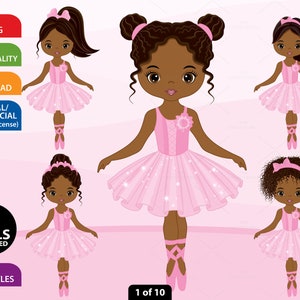 African American Ballerina Clipart - Vector Ballerina Clipart, Ballet Clipart, Ballerina Clipart, Tutu Ballerina Clipart, Ballerina Clip Art