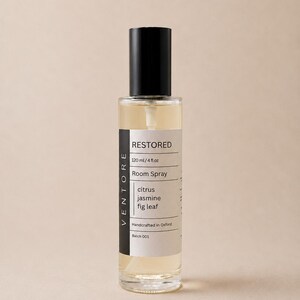 VENTORÉ Restored room spray 120ml, citrus and fig leaf home fragrance in glass bottle