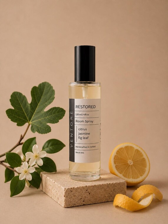 RESTORED Room Spray 120ml - Citrus & Fig Leaf - Hand Poured Home Fragrance, Jasmine, Housewarming Gift