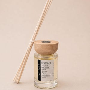 VENTORÉ Restored reed diffuser 100ml, citrus and fig leaf home fragrance in glass bottle with reeds